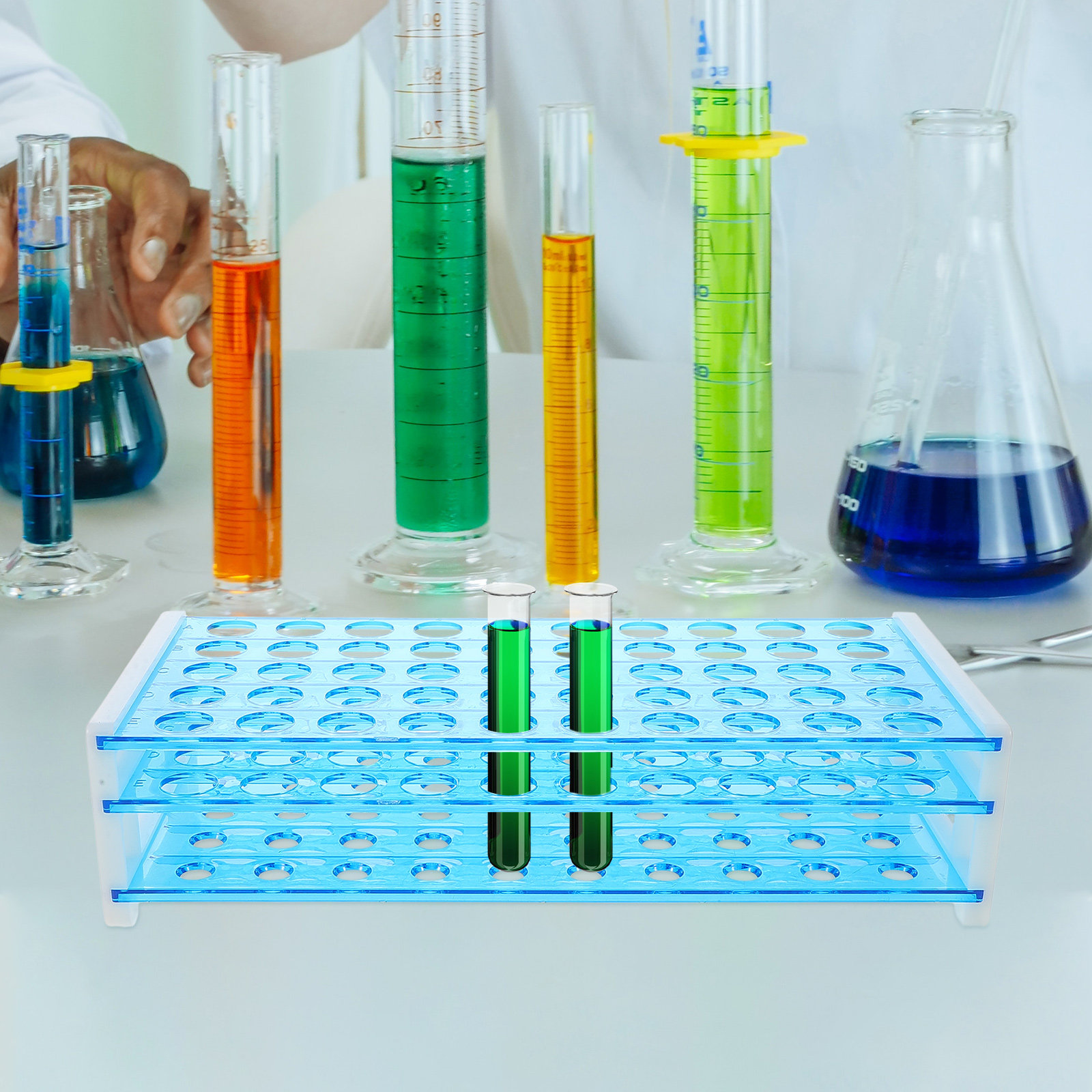 Science Experiment - حامل أنابيب اختبار بـ 50 فتحة،