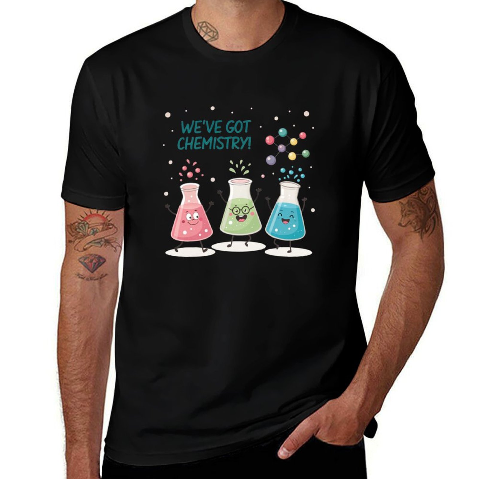 Science Buddy - تي شيرت Science Beaker Buddies خفيف
